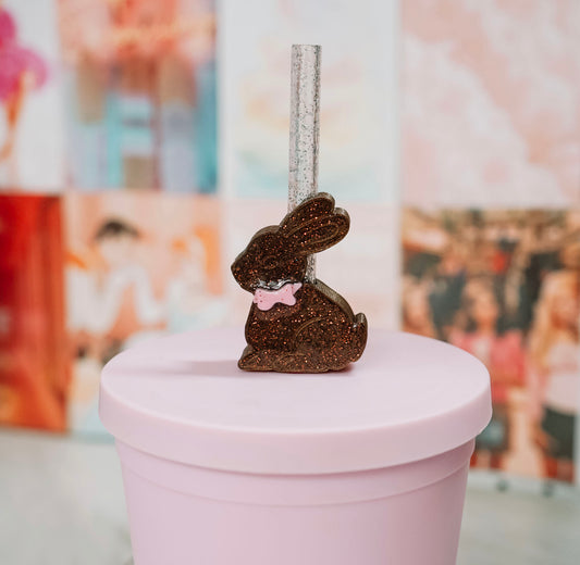 Chocolate Bunny Straw Charm
