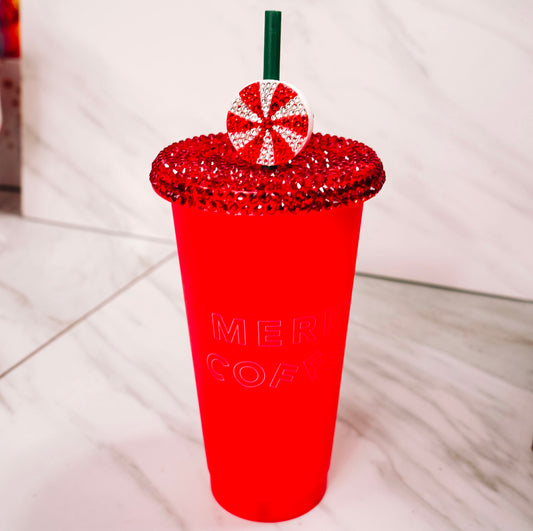 Crystal Peppermint Straw Charm