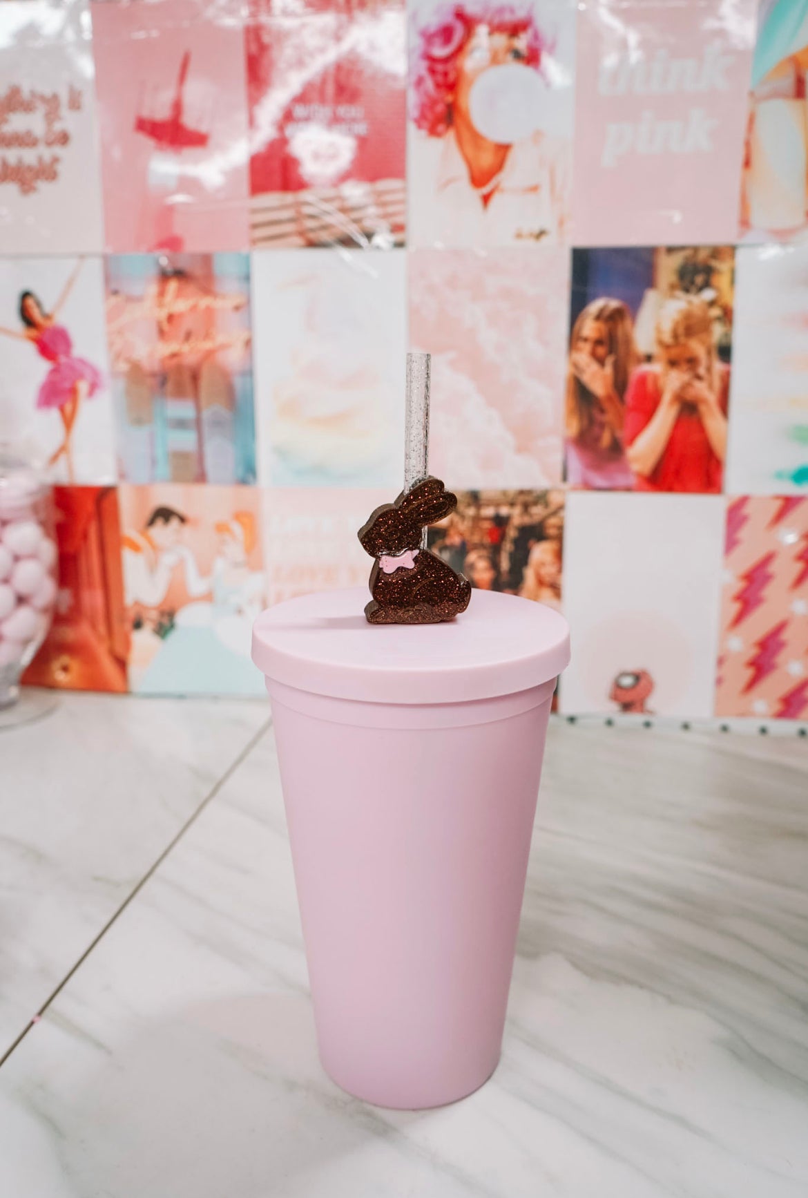 Chocolate Bunny Straw Charm